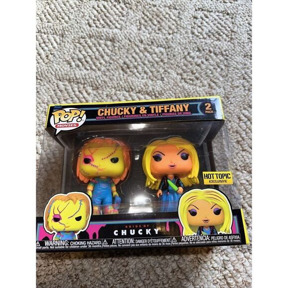 Funko Pop 2 Pack CHUCKY and TIFFANY (Black Light) Vinyl Figures Hot Topic EX - Picture 1 of 3